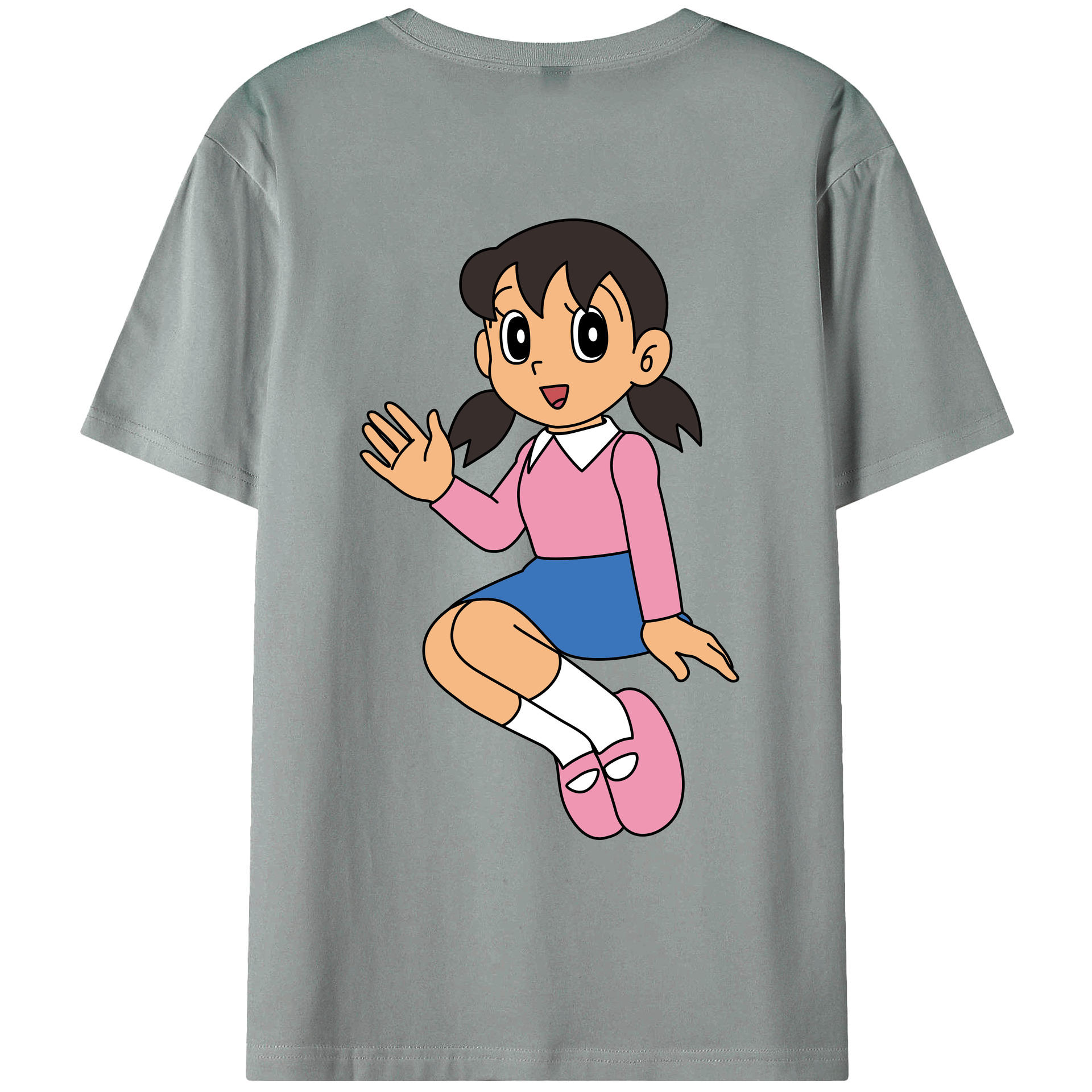 （画像用） ドラえもん みなもと しずか Doraemon Shizuka Minamoto 綿100％ メンズ半袖Tシャツ（バックプリント） 通気性